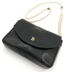 BALLY バリー パールチェーン ショルダーバッグ キルティング レザー 黒