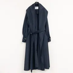 MaxMara　マックスマーラ　スプリングコート　ロング　ベルト　シルク　ポリエステル　ネイビー　イタリア製　レディース　44　a00726