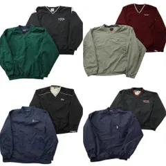 古着卸 まとめ売り ワンポイント プルオーバー ジャケット 8枚セット (メンズ XL ) Ｖネック ブラック 英文字 ドッカーズ 中古 古着 ND9529