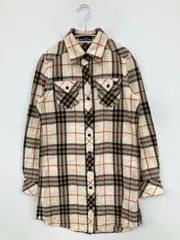 BURBERRY BLUE LABEL バーバリーブルーレーベル シャツ/ブラウス 36 ベージュ コットン チェック柄 ワンポイント ブランドロゴ ロング丈 長袖 レギュラーカラー