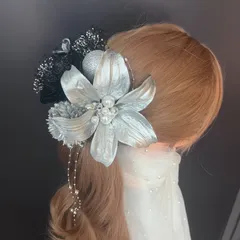 ha257 髪飾り 成人式　卒業式　袴　結婚式　着物　振袖　キラキラ　シルバー