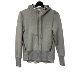  GARB JAPAN ビジュー付き ジップアップパーカー グレー 38 Mサイズ カジュアル【C463】