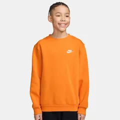 NIKE(ナイキ) ナイキ YTH NSW クラブ LBR フリース L/S クルー マルチアスレ ウェア スウェットシャツ FD3006、(873)ブライトセラミック