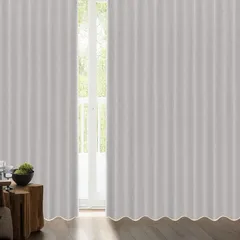 [カーテンくれない] 断熱・遮熱カーテン「静 Shizuka」完全遮光生地使用【形状記憶加工】遮音 防音効果で生活音を軽減 高断熱 静 遮光1級 全13色 色： ライトグレー （幅）100cm×（丈）200cm×2枚入 / Bフック/タッセル付き 0