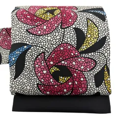 名古屋帯 秀品 花柄 幾何学 クリーム 正絹 【中古】