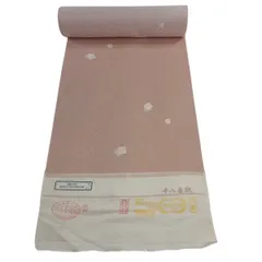 反物 秀品 小紋 色紙 地紋 ピンクベージュ 正絹 【中古】