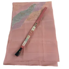 和装セット 優品 花唐草 道長取り 金銀糸 ピンク 正絹 和装小物  【中古】
