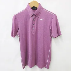 ミズノ MIZUNO ゴルフ ポロシャツ シャツ 半袖 ボタンダウン 速乾 ロゴ 刺繍 パープル 紫 M