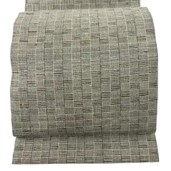 【美品】 袋帯 逸品 幾何学模様 灰緑 全通 正絹 【中古】