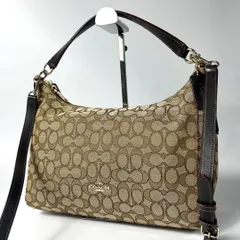 美品 COACH コーチ 2way ショルダーバッグ シグネチャー キャンバス ブラウン f58284