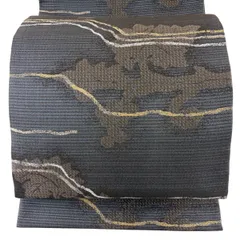 【美品】 袋帯 秀品 葡萄 金糸 灰色 六通 正絹 【中古】