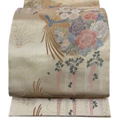 C◇着物くつろぎ 夏物 季節の花々 金銀糸 六通 正絹 薄物 絽 紗 袋帯