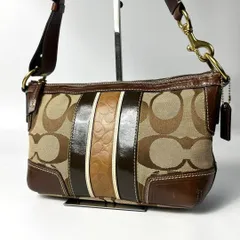 美品 COACH コーチ シグネチャー ショルダーバッグ レザー キャンバス ブラウン 肩掛け 斜め掛け F11617