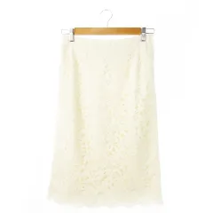 マルティニーク martinique スカート 総レース タイト ナロー ミモレ ロング 薄手 フラワーモチーフ 1 白 アイボリー /CK11