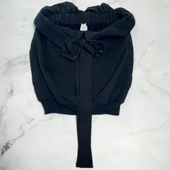 パトゥ　PATOU オーガニックコットン　グログラン　ノースリーブ　スウェットシャツ　クチュールリボン　ノースリーブ　フリル付きドローストリングカラー　ブラック　黒　黒色　Sサイズ　21PA2-JE023-95
