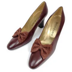 ★未使用美品★Yves Saint Laurent YSL イヴサンローラン パンプス 38 リボン レザー ビンテージ