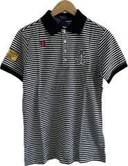  【美品タグ付き】PEARLY GATESパーリーゲイツ　ゴルフウェア　ポロシャツ　トップス　ネイビーストライプ　メンズ　5サイズ【Z1813】