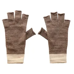 [絹屋] ハンドウォーマー 内側シルク混 チクチクしにくいウールハンドウォーマー 6718 茶色