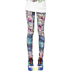 [PIENSE] 全12色 レギンス フリーサイズ カラフル ストレッチ お出掛け スポーツ 全般 ヨガ フィットネス ダンス (子猫)