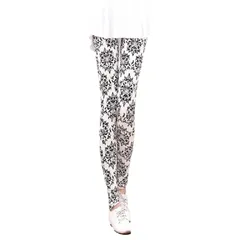 [PIENSE] 全12色 レギンス フリーサイズ カラフル ストレッチ お出掛け スポーツ 全般 ヨガ フィットネス ダンス (白青花)