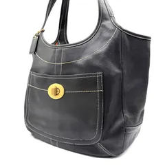 COACH y2k oldcoach leather black turn lock tote bag コーチ ブラックレザー ターンロック トートバッグ 肩掛け 黒 ブラック