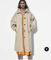 ザラ フード ロング トレンチコート ベージュ