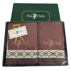 【新品未使用】Polo Club ポロクラブ フェイスタオル ハンドタオル 2枚セット 刺繍ロゴ ポニー ブラウン タオルセット