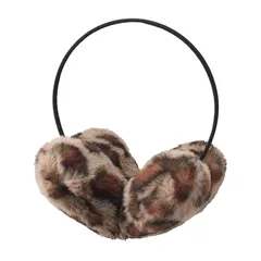 estaa (エスタ) レディース イヤーマフラー フェイクファー ハート型 イヤマフ イヤーマフ ふわふわ もこもこ 耳当て ハート 防寒 冬 豹 レオパード 豹柄 60159 モカブラウン 0