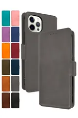 シズカウィルRe iPhone 12 / 12 Pro ケース カバー 手帳型 本革調 レザーケース 1個入り グレー