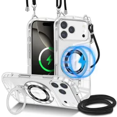 iPhone 17 Pro Max クリア ケース TPU リング付き 可愛らしくシンプル 猫耳にストラップ穴付き Magsafe 対応 ワイヤレス充電対応 iPhone17 pro max ケース 薄型 軽量 ストラップ 長さ調節可能 車載対応 120度 回