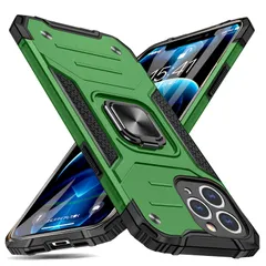 iPhone 11 Pro Max 用 ケース リング付き 衝撃吸収 耐衝撃 落下防止 米国軍事MIL標準取得 スタンド機能 PC+TPU 二重構造 防塵 薄型 軽量 一体型 360度回転 全面保護カバー アイフォン 用 ケース（ミントグリーン）MJJ-SJ-
