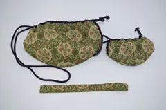 茶道具 茶箱3点ｾｯﾄ 仕服 花鳥梅花文錦 27-9605