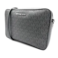 ✨新品✨MICHAEL KORS マイケルコース チェーン ショルダーバッグ PVC MK 総柄 ブラック 黒 肩掛け 斜め掛け レザー