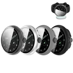 対応 Google Pixel Watch 4 41mm/45mm ケース/カバー グーグル ピクセル ウォッチ 4 カバー+強化ガラス PC素材 一体型 高透過率 擦り傷防止 全面保護 充電に影響しない (4色セットA, Pixel Watch 4 45mm