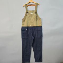 プーさん(FUZAO) ツートン デニム オーバーオール サスペンダーパンツ L