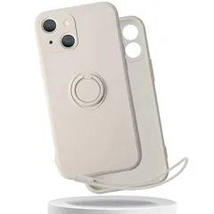 【新品】 適用 iphone 13 mini ケース リング ストラップ付き シリコン アイフォン 13 ミニ カバー リング付き シリコーン アイフォン13ミニ スマホケース 薄型 軽量 【GoKIGIoD】 バンパー ストラップホール 携帯カバー 耐衝 0