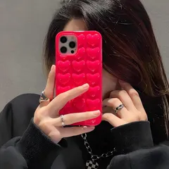 【新品】 iPhone15用ケース ハート 立体 ピンク 韓国 キルティングケース かわいいスマホケース 3d 凸凹 おしゃれ ソフトケース Y2K系 ストラップホール付き 人気 TPU カバーケース 耐衝撃 全面保護 落下防止