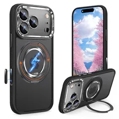 【新品】 Donocao iPhone 17 ProMax用ケース MagSafe対応 回転リングスタンドマグネット付き マット背面 着脱式カメラカバー カメラコントロールボタン 耐黄変 手触り キラキラレンズ保護 シリコン耐衝撃 御洒落なあいふおん17プ 0