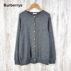 90s Burberrys ヴィンテージバーバリーズ ホースロゴ 金ボタン ウール カシミヤ ニット ロングスリーブ カーディガン グレー レディース トップス