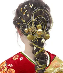 【JZOON 髪飾り】成人式 水引 和玉 金箔 銀箔 かすみ草 組紐 人気 ロープ ゴールド シルバー ヘアアクセサリー 前撮り 振袖 卒業式 結婚式 和装 袴 着物 浴衣に ブライダル 花嫁 ヘッドパーツ