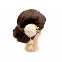 和風 和装 髪飾り 花 ドライフラワー リボン ヘアピン 和装 成人式 卒業式 結婚式 七五三 袴 着物 小物 和装 卒業式 浴衣 結婚式 髪留め ヘアアクセサリー (黄色)