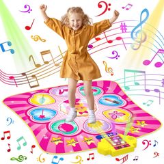 Kabeila Dance Mat Toy for Kids and Girls, Piano Mat, Dance Game Toy, Birthday Gift, Princess Design, Popular Musical Instrument Toy, Piano/Keyboard Music Mat, Foldable, Volume Adjustable, Automatic Scoring, LED, Waterproof, Non-Slip, Elementary School Girls