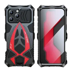 【新品】 強力保護 電話 ケース互換性for i Phone 16 Pro/maxケース金属携帯電話ケース 電話アクセサリー 、カバー耐衝撃 軍用 アルミニウムバンパー360°の完全な保護スクリーンプロテクターが付いている頑丈な雑種の金属の耐衝撃性の作り付 1