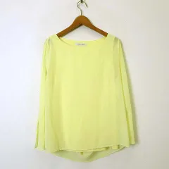 カプリシューレマージュ CAPRICIEUX LE'MAGE カットソー プルオーバー シフォン シアー バックドレープ フレア袖 長袖 M-L 黄 イエロー
