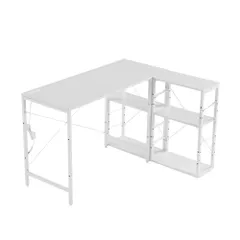 「数量限定セール」全新品 【ホワイト】一体分離多用型パソコンデスク パソコンデスク ラック付き デスク ワークデスク 木製 学習デスク