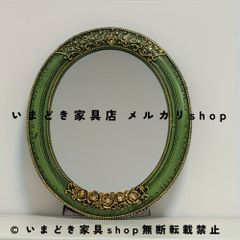 美品 イタリア製 アンティーク 鏡 80×60 薔薇 装飾 オーバルミラー JB