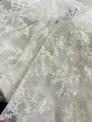 未使用新品 レース シースルー 半袖ブラウス アイボリークリーム