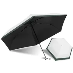 新品 AKIRARI 日傘 折りたたみ傘 超軽量 UVカット UPF50+ 完全遮光 晴雨兼用 レディース メンズ 子供 キッズ 耐風 撥水 コンパクト 収納ポーチ付き ギフト 6本骨 梅雨対策 紫外線遮断 旅行 アウトドア 日本デザイン (オフホワイト×ビー