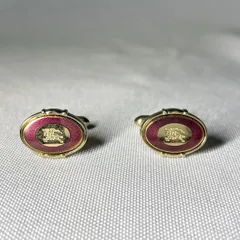 希少 Burberry バーバリー ホースナイトロゴ 騎士デザイン ゴールド＆パープル カフス カフリンクス ボタン メンズアクセサリー