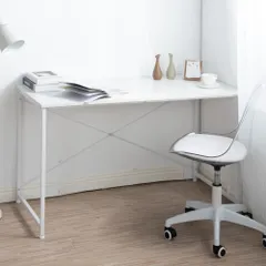 「新入荷」全新品 【ホワイト】パソコンデスク シンプル 極簡易デスク ワークデスク 木製 机